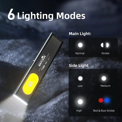LED Keychain Flashlight USB-C Rechargeable 600Lm Portable Mini Torch Light Pocket Lantern Flood Work Light with Magnet