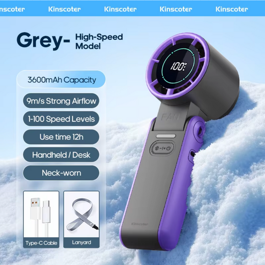 Outdoor Foldable Portable Handheld Fan Mini Cooling Rechargeable 3600Mah 100-Level Free Control High Speed Turbo Fan
