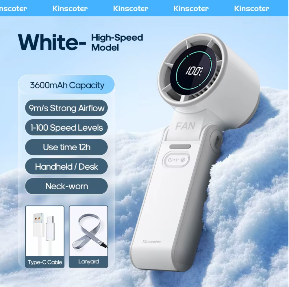 Outdoor Foldable Portable Handheld Fan Mini Cooling Rechargeable 3600Mah 100-Level Free Control High Speed Turbo Fan