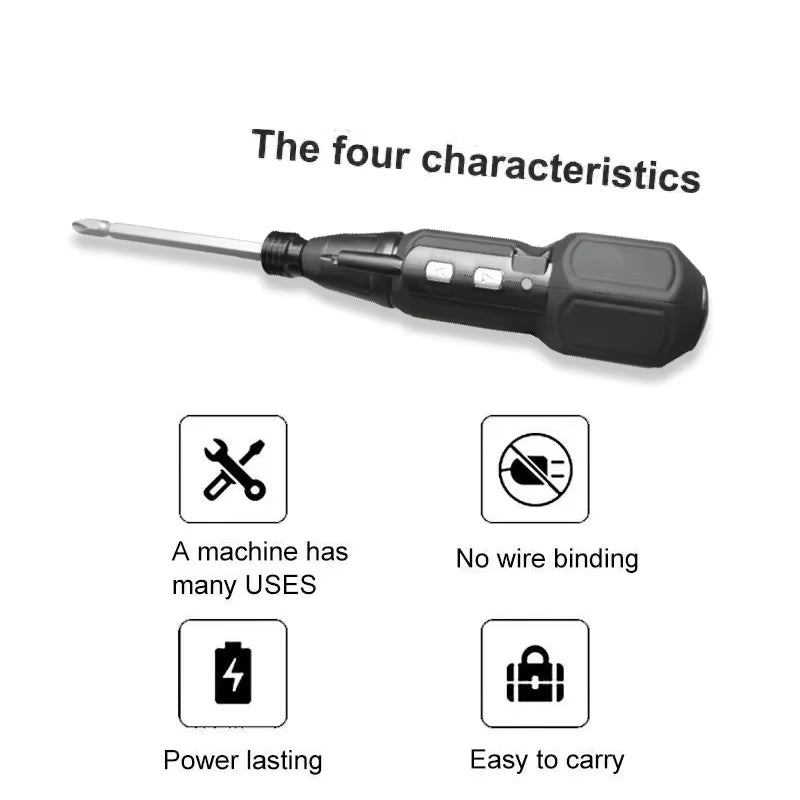 Rechargeable Electric&Manual Duo Screwdriver 3.6V Cordless Mini Power Tool with LED Light for DIY Household